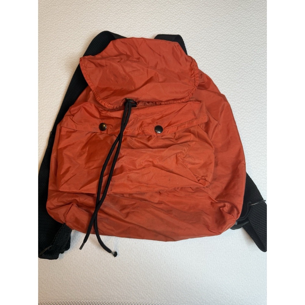 Vintage‎ Eastpak No. 375 Backpack Orange Nylon Drawstring USA Made 15x14